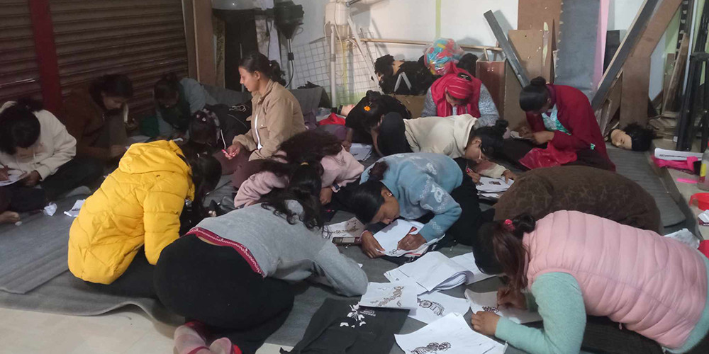 महिलालाई सीप सिकाउँदै स्थानीय तह